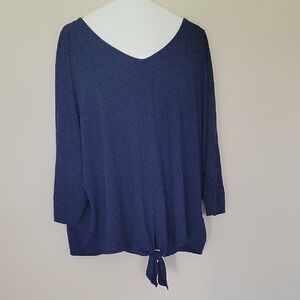 Women's Navy Blue V-Neck Top